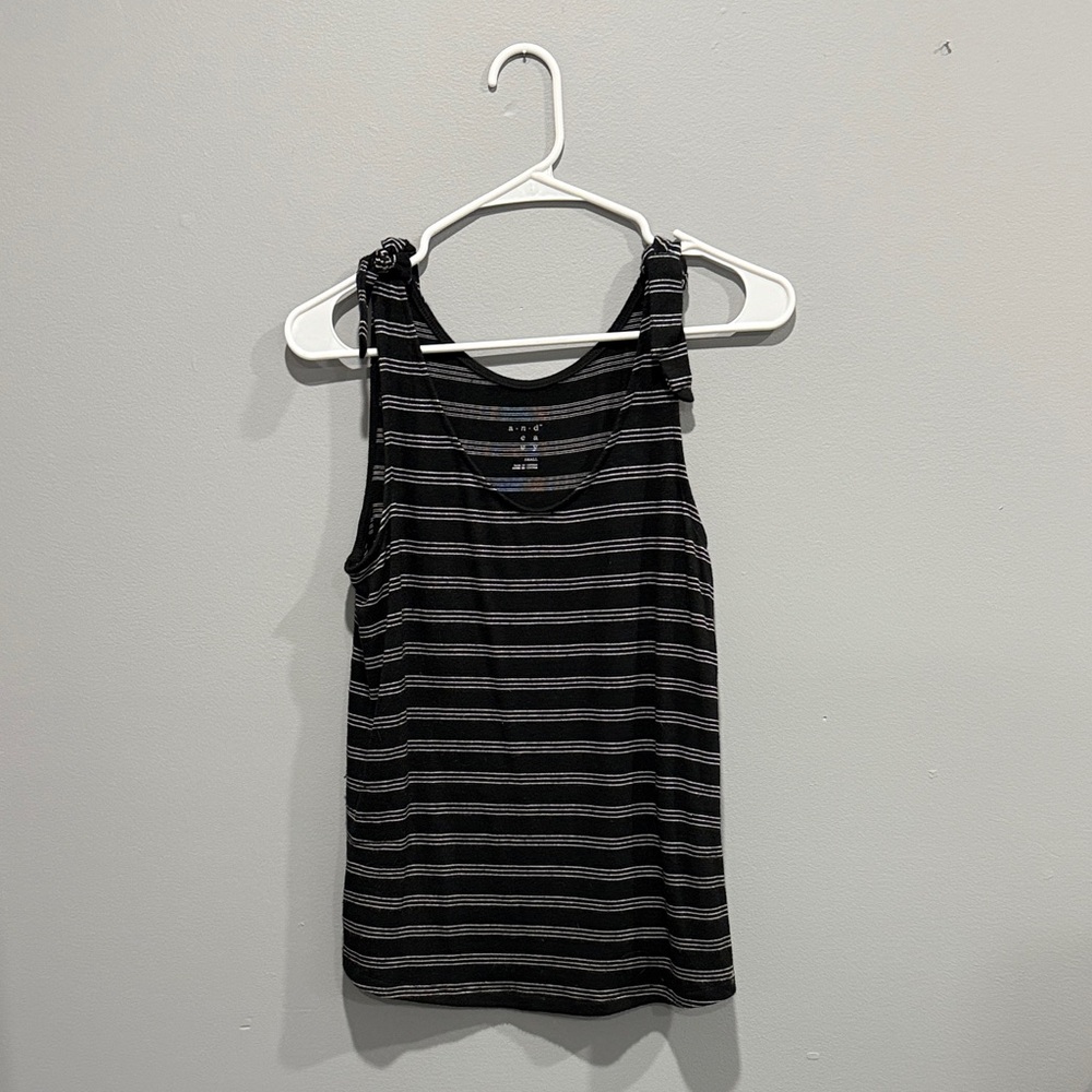 a new day Black and White Striped Tank Top